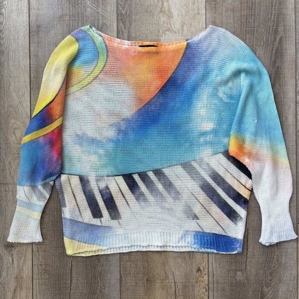 Bella Amore Made in Italy Women Top Size S Art to Wear Music Piano Teacher Artsy - Picture 6 of 12
